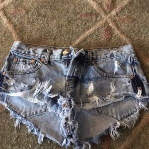 One teaspoon light denim shorts